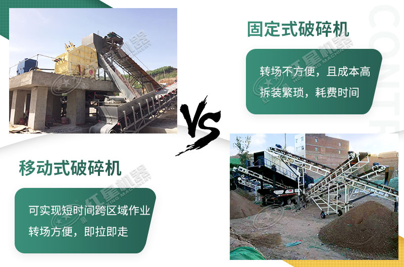 流動(dòng)粉碎石機(jī)，可以隨時(shí)轉(zhuǎn)場停車生產(chǎn)的破碎生產(chǎn)線